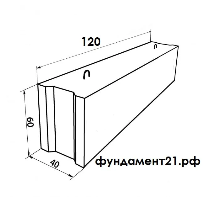 Фундаментный блок ФБС 12.4.6Т